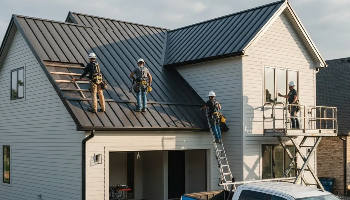 Metal roofing installation by siding contractors in Milwaukee WI for durable winter protection