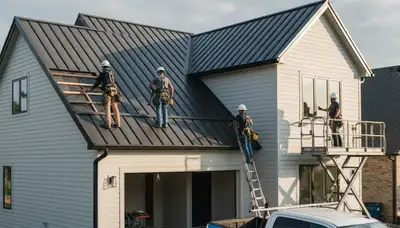 Metal roofing installation by siding contractors in Milwaukee WI for durable winter protection