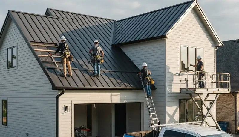 Metal roofing installation by siding contractors in Milwaukee WI for durable winter protection