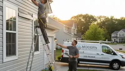 Vinyl siding repair on Milwaukee WI home by professional exterior contractors