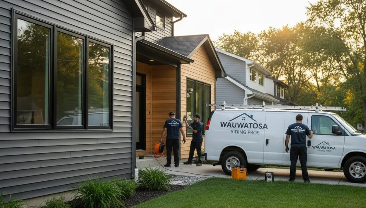 Professional vinyl siding contractors in Milwaukee WI installing durable home exterior panels